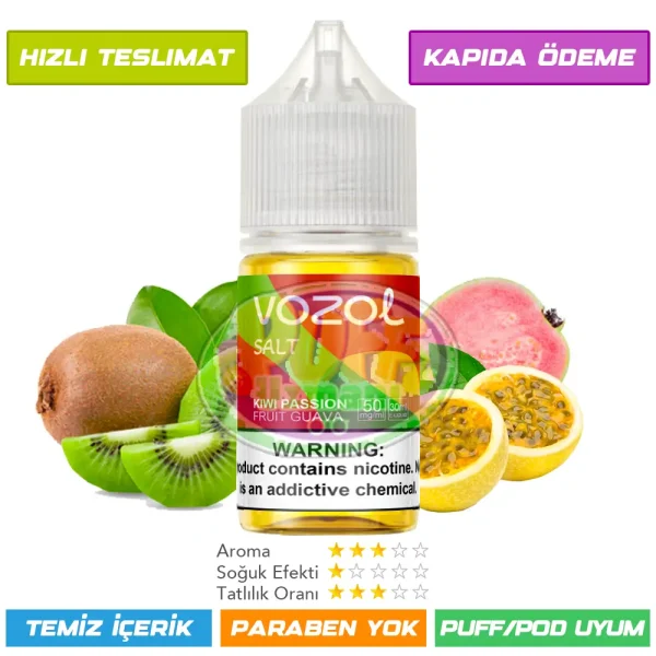 Vozol Likit Kivi Guava Çarkıfelek Meyvesi Aromalı 30ml