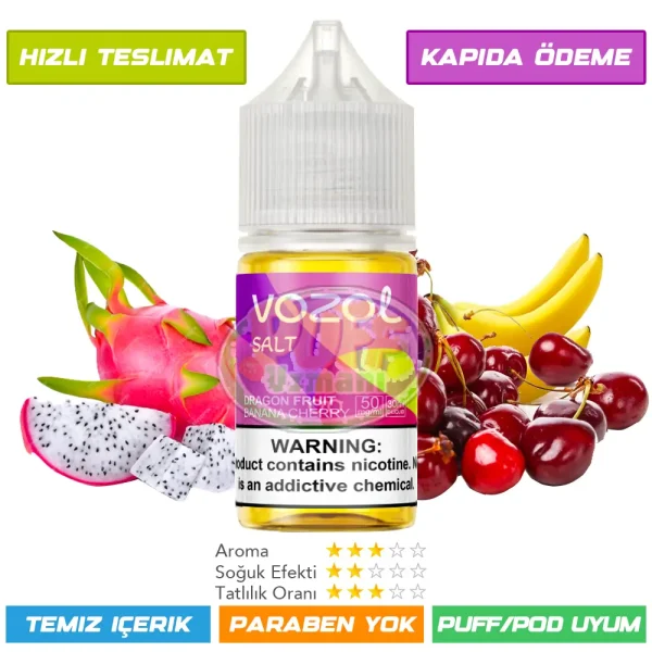 Vozol Likit Ejder Meyvesi Muz ve Kiraz Aromalı 30ml